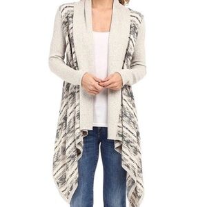 Lucky Brand Aztec Print Open-Front Waterfall Cardigan